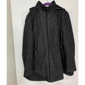 Details Intl. Black Hooded Speckle Coat